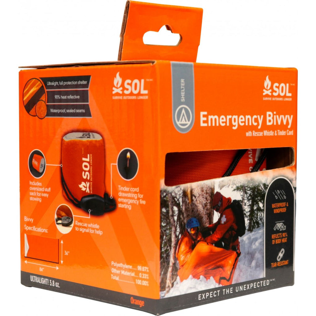 SOL Emergency Bivvy with Rescue Whistle Orange