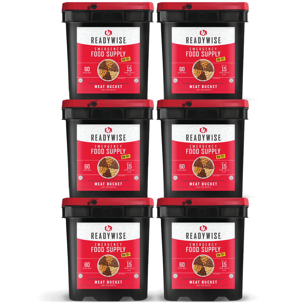 360 Serving Meat Package Includes: 6 Freeze Dried Meat Buckets