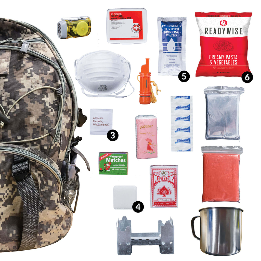 64 Piece Survival Back Pack (Camo)